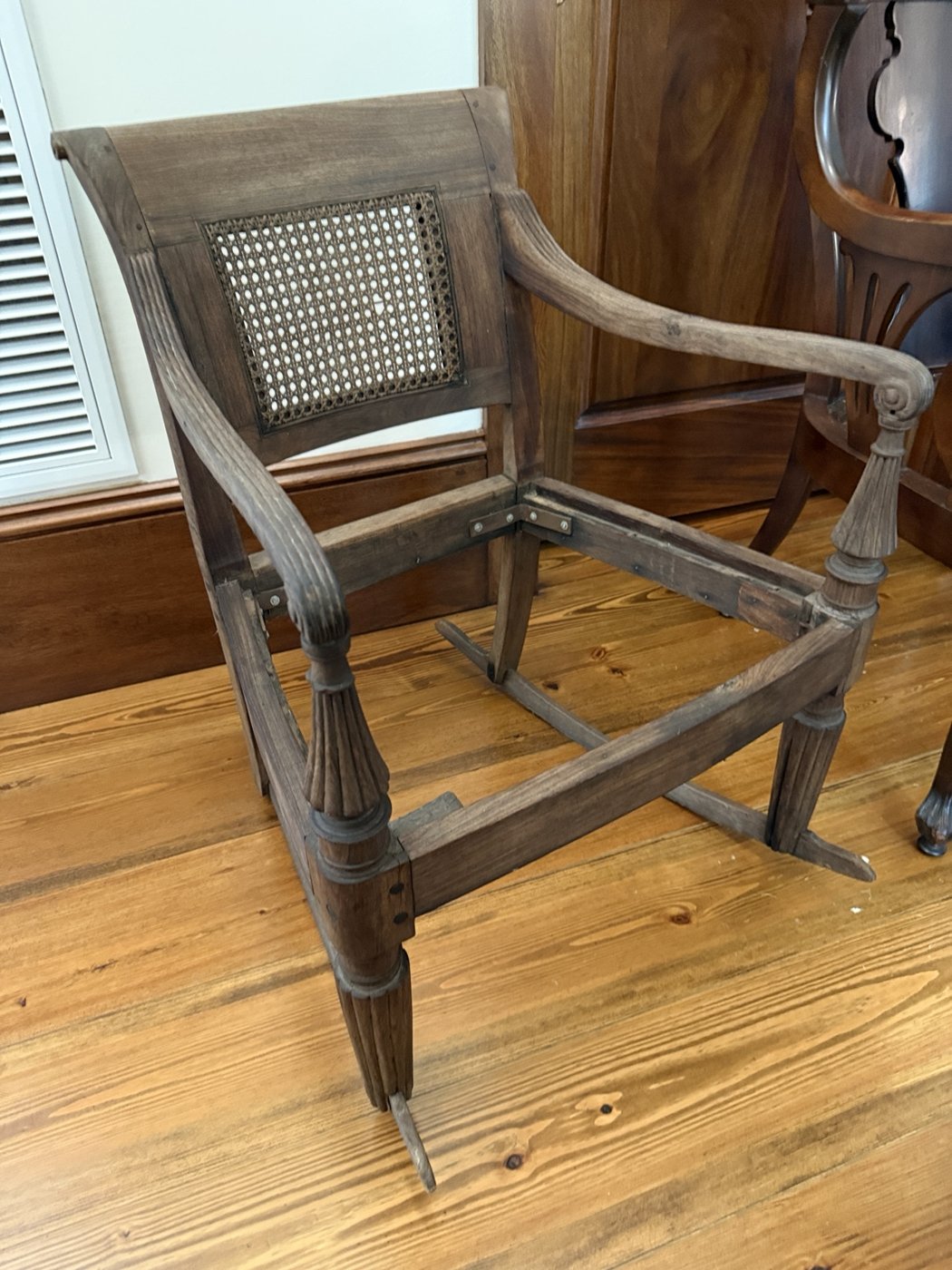 Carved armchair ready for restoration